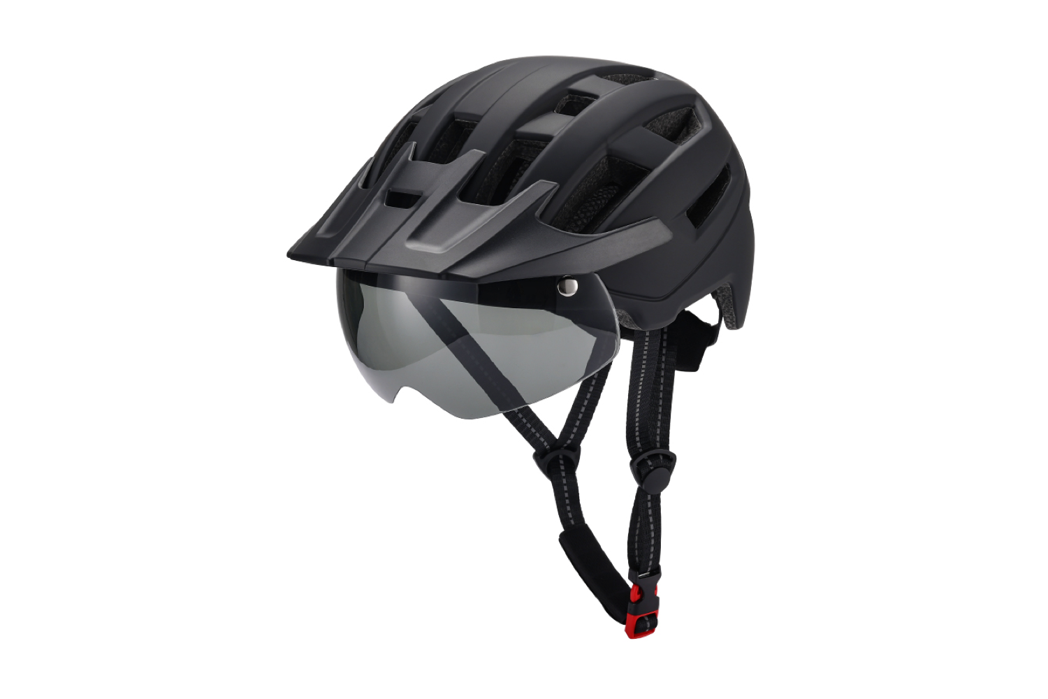 Wide Brim Cycling Helmet with Magnetic Goggles Black helmet